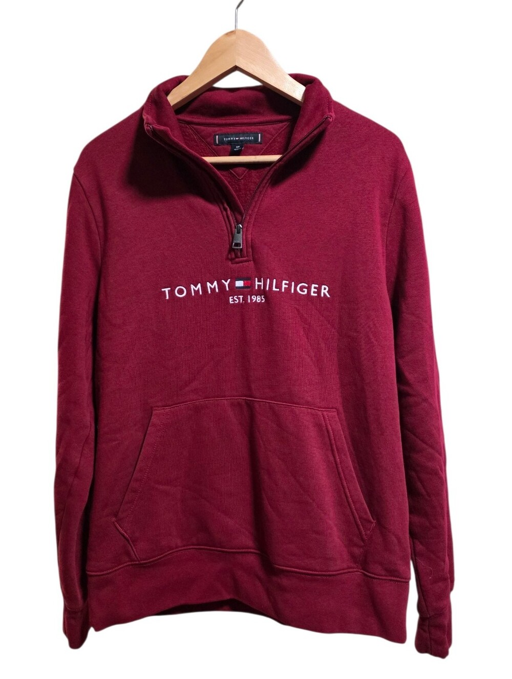 Tommy Hilfiger Men’s Burgundy Quarter-Zip Pullover